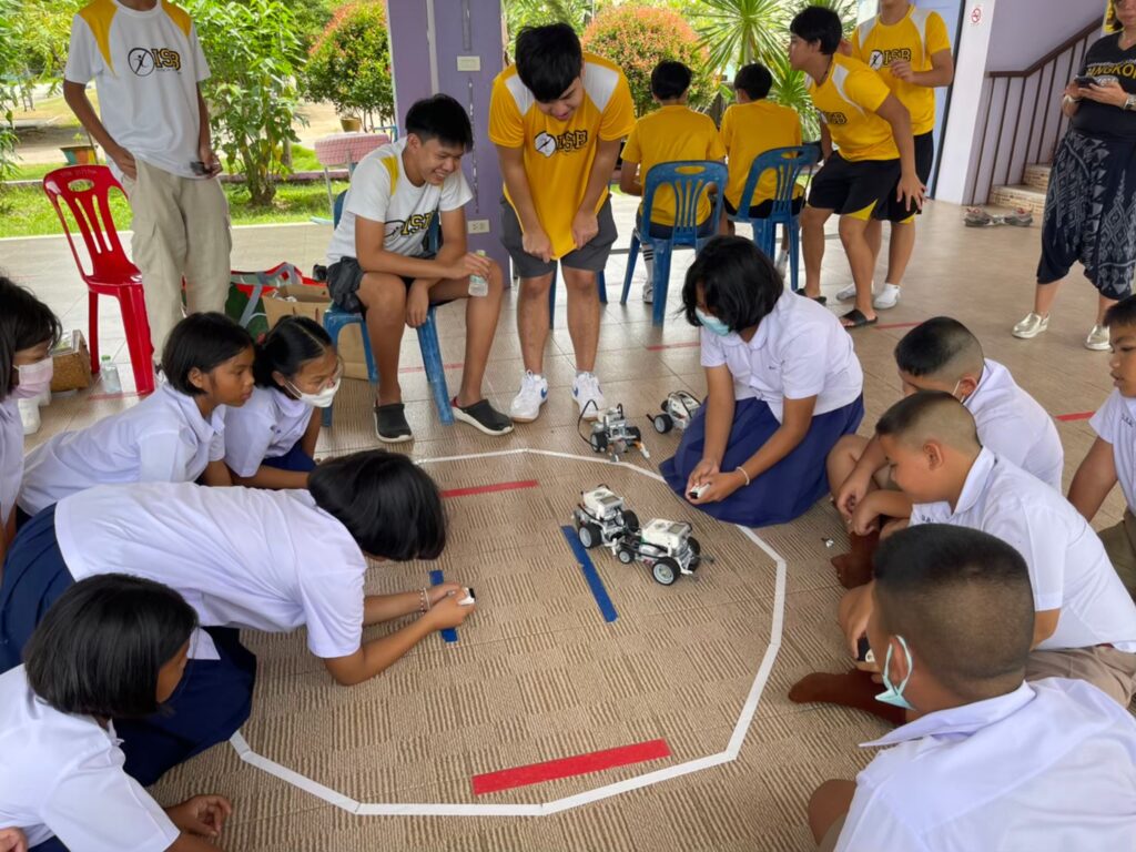 Students testing the robots.